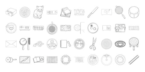 Vector art of assortment of stamp and icon designs
