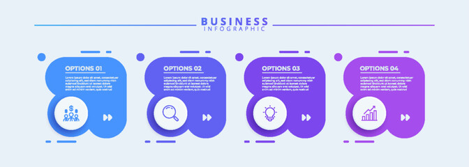 Infographic thin line design with icons and 4 options or steps. Infographics for business concept. Can be used for presentations banner, workflow layout, process diagram, flow chart