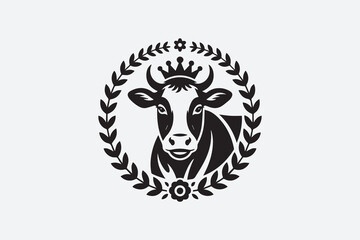 Obraz premium Crowned Cow Logo Vector