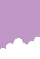 Minimalist illustration of white clouds on a purple sky background, evoking a clean and peaceful atmosphere.