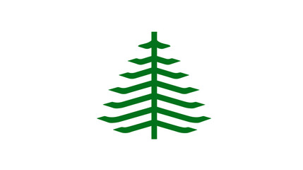 A stylized, simple green Christmas tree icon on a white background, graphic