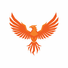 Fototapeta premium Geometric Orange Phoenix Bird Logo. Mythology, Rebirth, and Power.