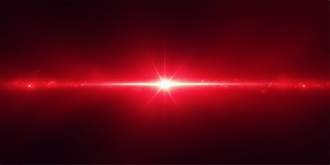 Bright red lens flare effect illuminating a dark background with subtle bokeh