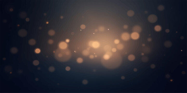 Soft golden bokeh lights glowing and shimmering against a dark moody background