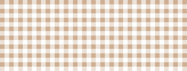 Gingham seamless pattern. Beige and white vichy background texture. Checkered tweed plaid repeating wallpaper. Natural nude fabric and textile swatch design.