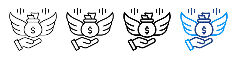 Financial Freedom Icon Different Style Outline Collection Set.
