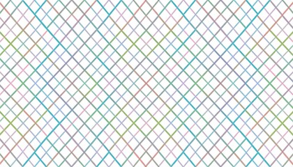An abstract geometric pattern of multicolored lines intersecting on a white background, forming a diamond grid