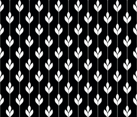 Flower geometric pattern. Seamless vector background. White and black ornament.