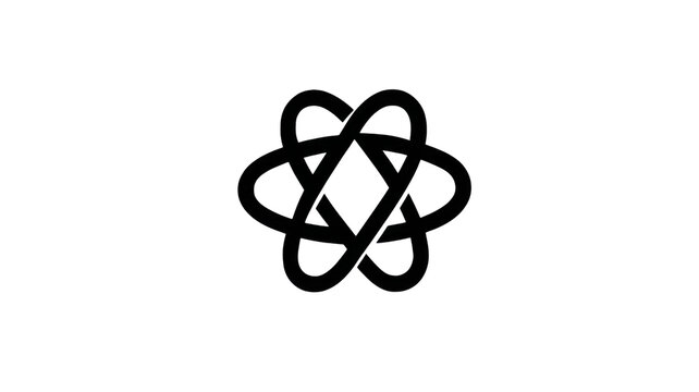 Black atomic structure symbol science technology physics chemistry molecule connection and innovation research concept illustration isolated on white background