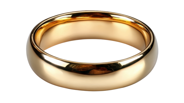 Shiny golden ring symbol of love marriage commitment wealth jewelry fashion luxury and romantic engagement concept isolated on white background
