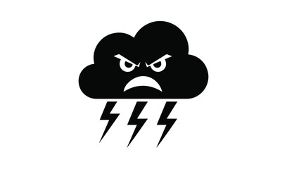 Obraz premium Angry storm cloud with lightning bolts icon