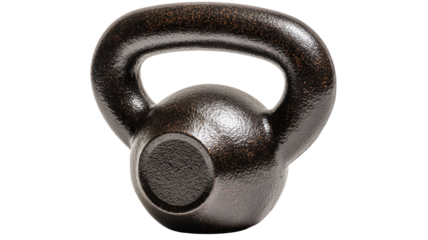 Black iron kettlebell gym equipment used for strength training exercise fitness and bodybuilding weight workout concept isolated object on white background