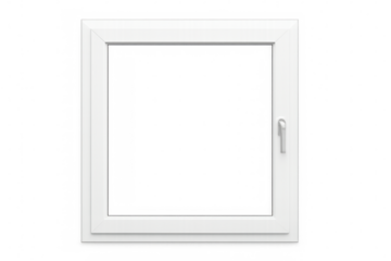 White plastic window frame with a handle, showing a contemporary design, ideal for architectural renders and home decor projects