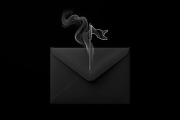 Mysterious Black Envelope with Smoking White Flag of Surrender