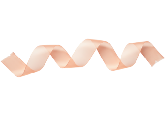 Isolated peach-colored ribbon flowing in a curvy pattern on a solid backdrop for decoration
