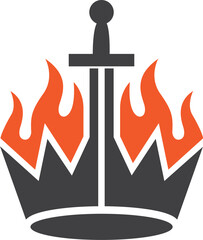 Sword Fire Crown Logo Design Royal Power Vector Template Icon