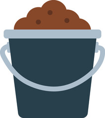 Isolated bucket full of soil ready for planting and gardening
