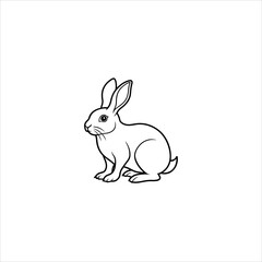 Obraz premium Charming line art illustration of a playful rabbit in a simple clean artistic style