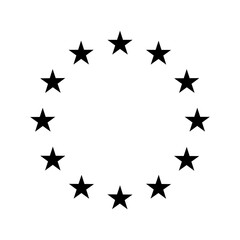 European Union black icon. Illustration of  European Union stars circle logo. Round European Union stars symbol.