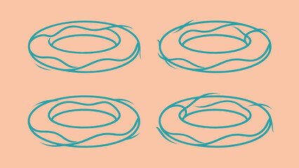 Inflatable Ring Lifesaver Minimalist One-Line Continuous Drawing Icons