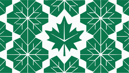 Elegant green and white maple leaf pattern background for canadian themes design