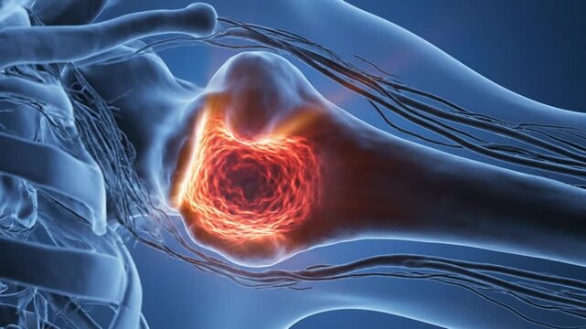 Medical Illustration of Shoulder Joint Inflammation and Pain.
