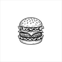 hot burger hand drawn illustration artwork