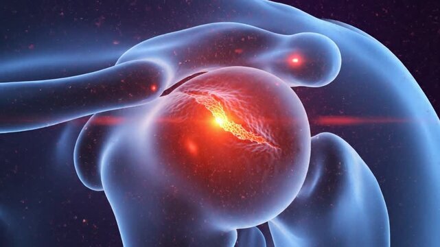 Medical Illustration of Shoulder Joint Pain and Inflammation.