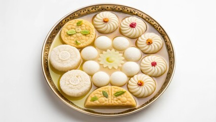Assortment of sweet treats in a round tin dessert platter
