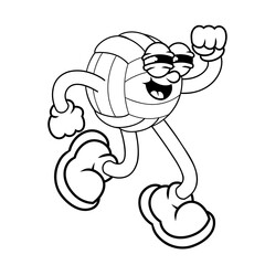 Retro character design from volleyball dance outline