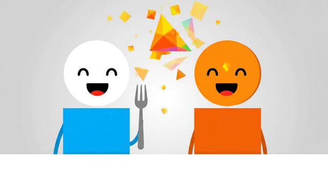 Animated characters sharing food concept illustration of connection
