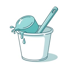 Water pouring from a scoop into a bucket, showing the concept of liquid refreshment