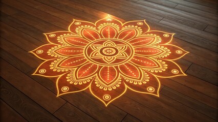 Intricate golden lotus flower ornament ceiling detail warm glow