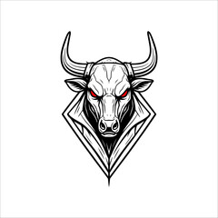 Cyberpunk bull head hand drawn illustration artwork