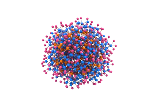 Abstract colorful molecular structure isolated on transparent background