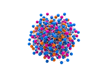 Abstract colorful molecular structure isolated on transparent background