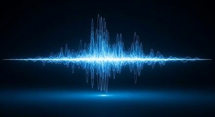 Abstract Blue Sound Wave or Equalizer on Dark Background.
