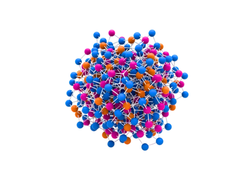 Abstract colorful molecular structure isolated on transparent background