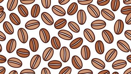 Seamless coffee bean pattern on white background for cafe or restaurant concept design