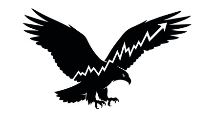 Soaring eagle silhouette with upward trending stock graph on wings symbolizing growth and success