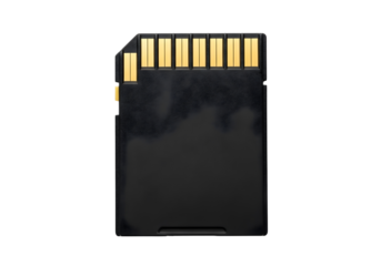 Micro sd card with gold contacts isolated on transparent background