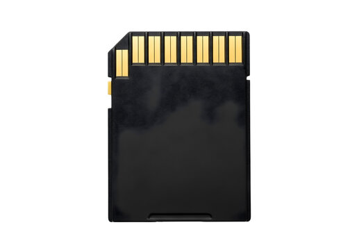 Micro sd card with gold contacts isolated on transparent background