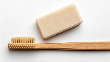 Sustainable bamboo toothbrush and natural soap for eco-friendly dental care