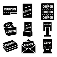 Fototapeta premium Black and white coupon icons set for digital promotions and marketing