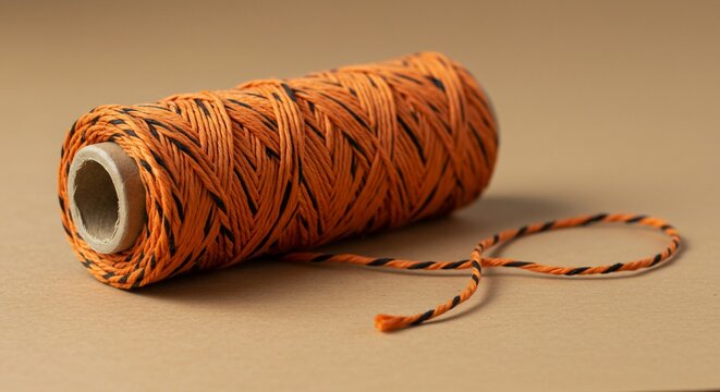 Orange Twine Spool on a Neutral Background.