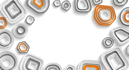 Abstract Geometric Shapes Composition on White Background.