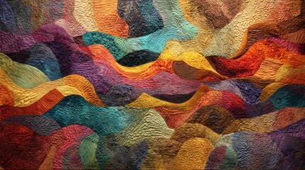 Colorful fabric texture with undulating patterns
