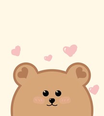 cute brown bear with hearts cartoon ilusstratioj