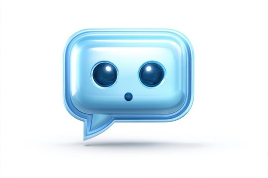Cute Blue Chat Bubble Character with Googly Eyes Surprised Expression on transparent background