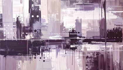 Abstract artwork with purple and white brushstrokes and a modern aesthetic